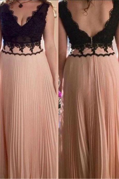 Lace Pleated A-line Chiffon Prom Dresses Prom Gowns,prom Dresses , Prom Dresses, Long Prom Dress