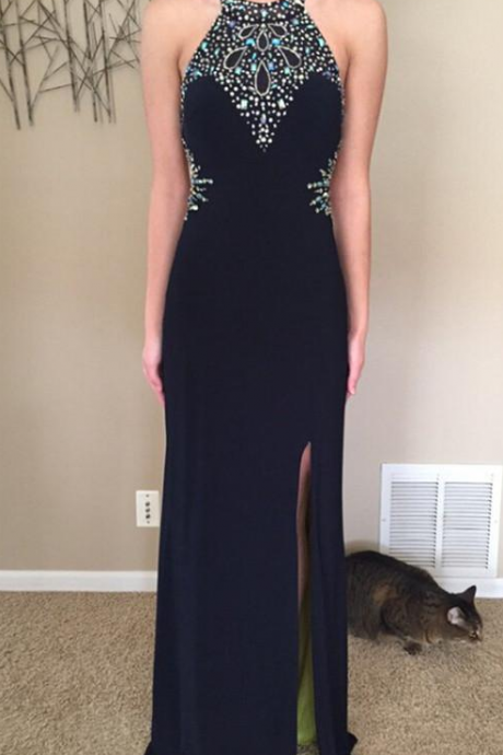 Sparkly Beaded Mermaid Prom Dresses ,split Side Long Evening Dress, Formal Evening Gowns