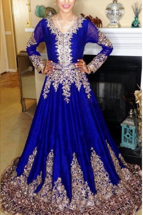 Muslim Dress Islamic Robe Lace Embroidered Long-sleeved Arabian Robe Evening Gown Of Moroccan Gown