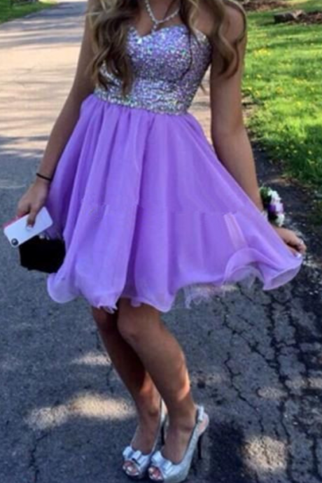 Pretty Short Lavender Sweetheart Beadings Prom Dresses,, Homecoming Dresses, Graduation Dresses
