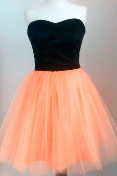Black And Orange Attractive Homecoming Dress, Junior Year's Back-to-school Dress