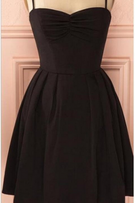 Spaghetti Strap Black Simple Lace Sexy , Homecoming Prom Dress