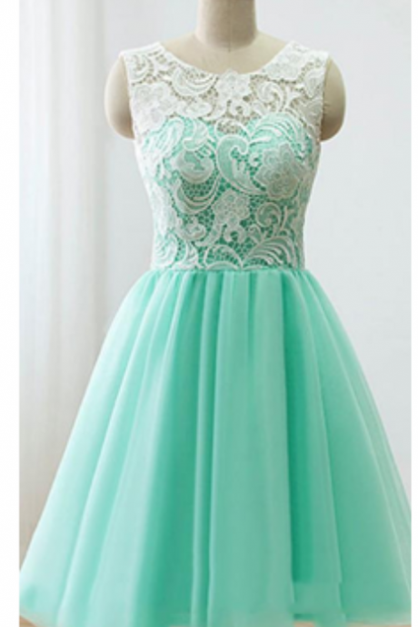 Cute Light Green Short Lace Simple Homecoming Dress, Homecoming Dress, Fitted Homecoming Dress