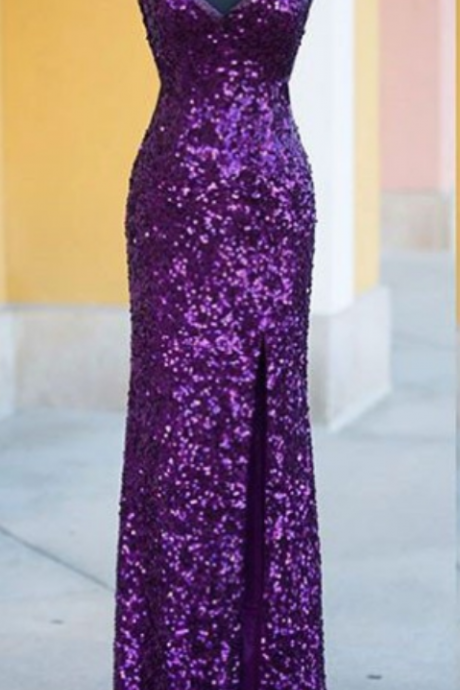 The Purple Sequined Prom Dress, The Spaghetti Straps.