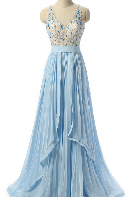 Sky Blue Prom Dresses,beaded Prom Dress,formal Women Evening Dresses,party Dress