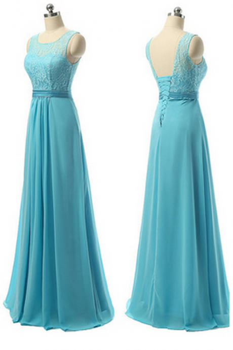 Lace Long Bridesmaid Dress, Elegant Bridesmaid Dress, Blue Bridesmaid Dress, A Line Bridesmaid Dress,