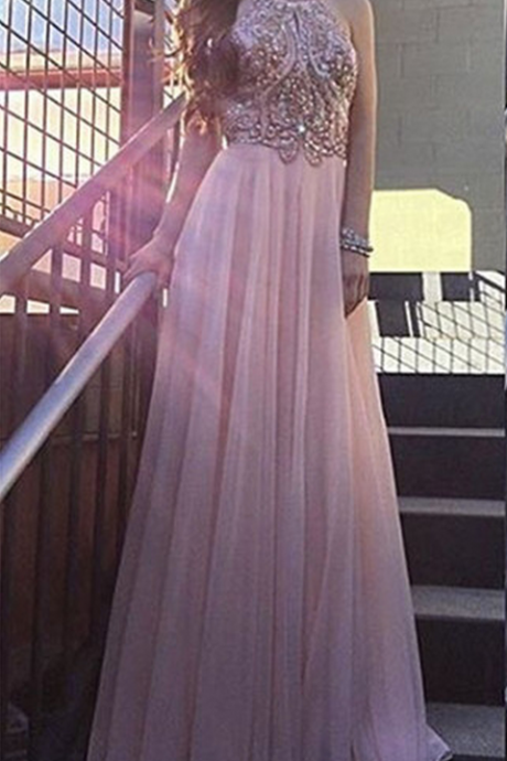 Pink Back Chiffon Ball Gown, Prom Dress, Prom Dress, Glittering Evening Gown,