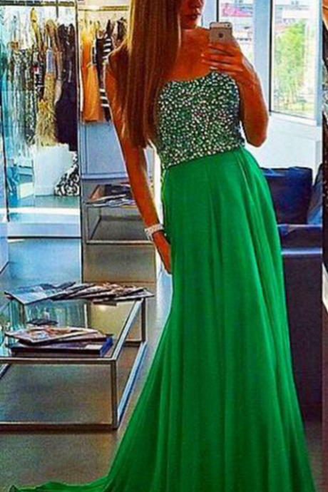 Green Prom Dresses Long Elegant Chiffon Party Evening Dress Robe De Soiree Formal Gowns Prom Dress