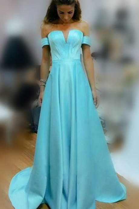 Charming Prom Dress,lacesatin Prom Dress, A-line Prom Dress,off The Shoulder Evening Dress