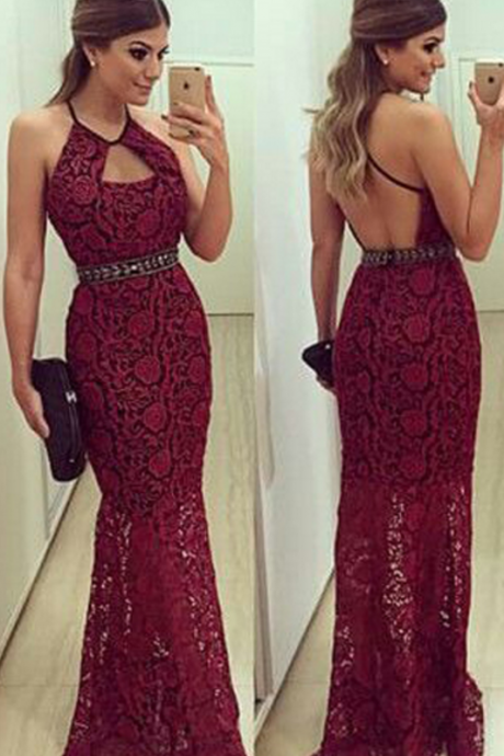 Burgundy Prom Dress, Lace Prom Dress,prom Gown,sheath Prom Dress,prom Dress ,open Back Prom Dress,affordable Prom Dress,junior Prom Dress,formal