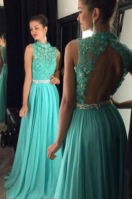 Luxury Blue Prom Dress,long Prom Dress,lace Evening Dress,blue Evening Gown