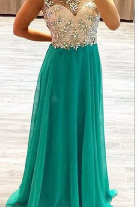 Custom Made Beading A-line Long Prom Dress,sexy Backless Evening Gowns,formal Party Gowns