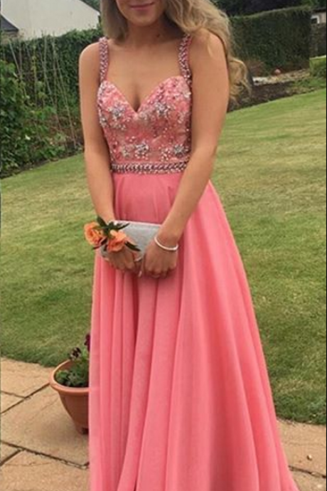 Pink Prom Dresses,pink Evening Gowns,simple Formal Dresses,prom Dresses,teens Fashion Evening Gown,beadings Evening Dress,