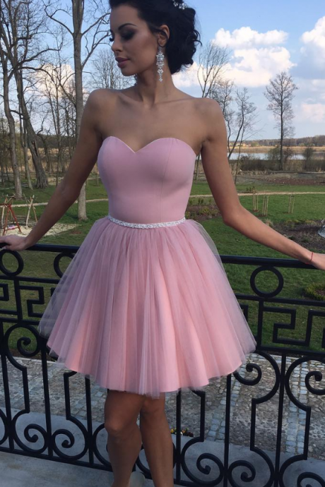 A Line Homecoming Dress, Junior Party Dress, Short Homecoming Dress,pink Homecoming Dress