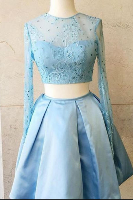 Light Blue Long Sleeve Prom Dress - Homecoming Dresses | Women Dresses |  Luulla