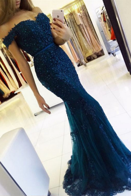 Prom Dresses,pearl Beaded Prom Dress,mermaid Off The Shoulder Prom Dresses,long Formal Dress,prom Dresses, Evening Gowns