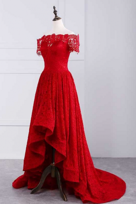 ,sexy Prom Dresses,off Shoulder Prom Dresses,lace Prom Dresses,red Prom Dresses