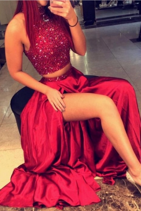Red Prom Dresses, Beading Prom Gowns,prom Dresses,satin Prom Dresses,prom Gown,prom Dress With Lace For Teens
