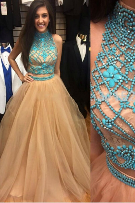 Amazing Handmade Beading Bodice Prom Dresses Tulle Ball Gown Evening Dress Custom Made Sexy Dress Luxury Party Gown