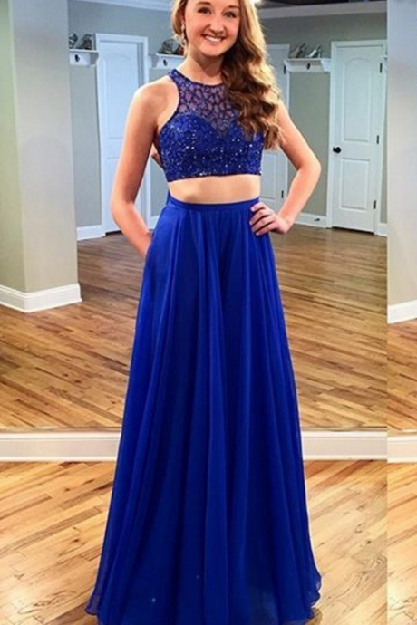 Two Piece Prom Dresses,royal Blue Prom Dress