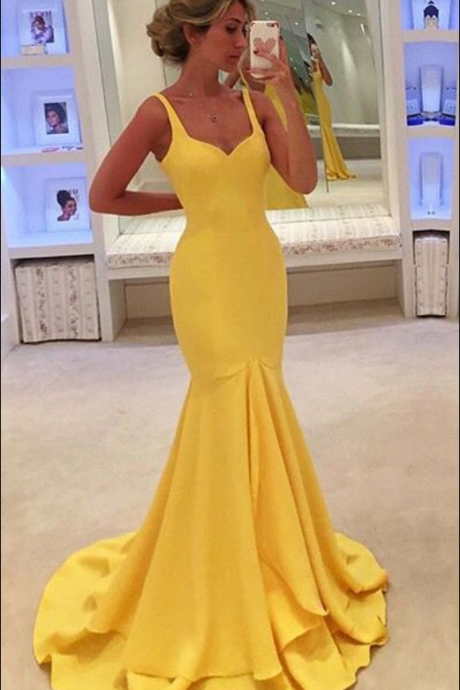 Yellow Prom Dress,mermaid Evening Dress,long Evening Gown,formal Dress