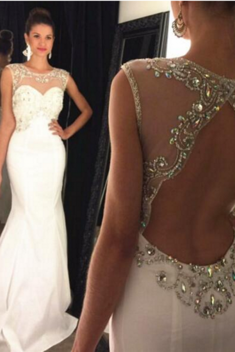 Fashion Sexy Prom Dress Prom Dresses Beaded Mermaid Evening Dress With Open Back,party Dress,wedding Guest Prom Gowns