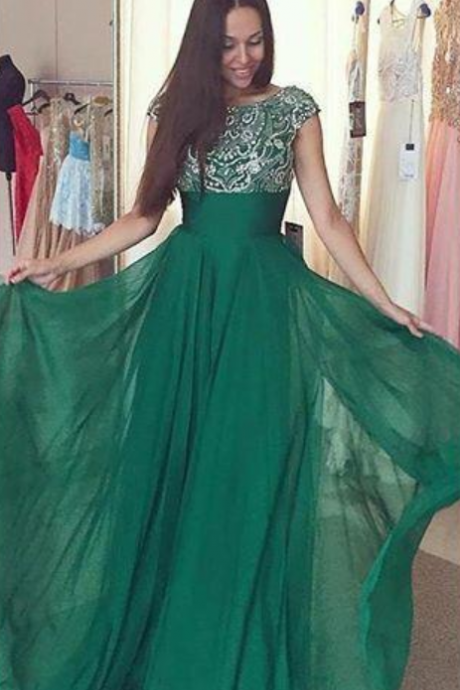 Dark Green Chiffon Prom Dresses Paolo Sebastian Dresses Party Gowns Crystals Beaded Pleated Formal Dresses Evening Wear