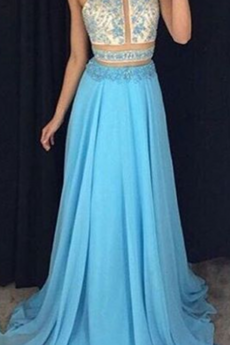 Charming Prom Dress,sleeveless Two Piece Prom Dress,long Evening Dress,sexy Party Dress