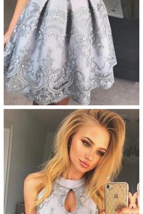 Halter Lace A Line Short Homecoming Dresses Keyhole Ruched Knee Length Short Party Cocktail Graduation Prom Dresses