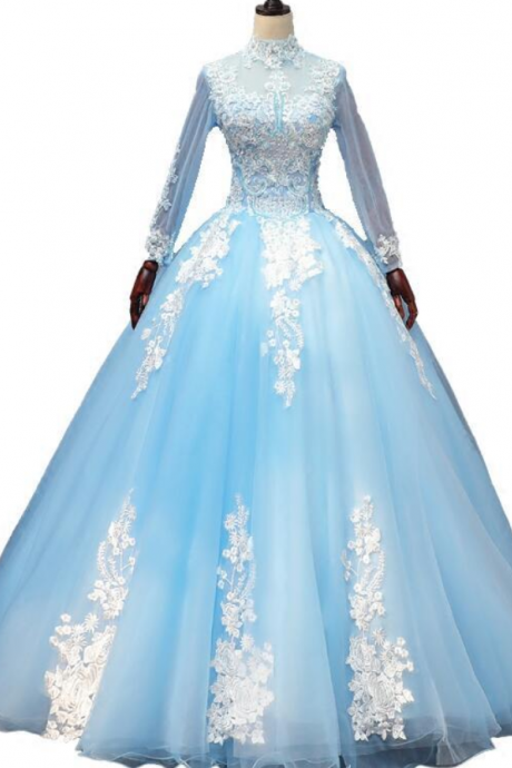 Long Sleeves Ball Gown Sweet 16 Dress, Charming Formal Gown