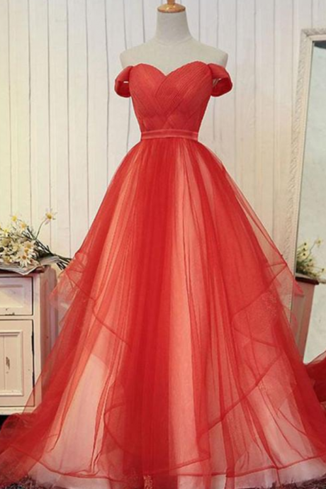 Tulle Party Gown, Off The Shoulder Women Formal Dress