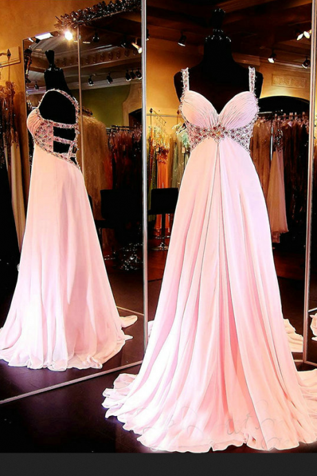 Prom Dresses, A Line Evening Dresses,beaded Prom Gowns,formal Dresses,pageant Dress,sexy Spaghetti Straps Prom Dress With Beadings,prom Dresses