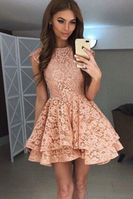 High Quality Lace Homecoming Dress,short Lace Prom Dress,above Knee Length Lace Graduation Dress