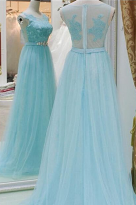 Baby Blue A Line Evening Dresses, Lace Top See Though Prom Dress,high Quality Graduation Dresses,wedding Guest Prom Gowns, Formal Occasion