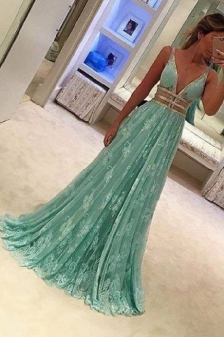 Lace Evening Gowns,mint Green Prom Gowns,evening Dress,tulle Party Gowns,lace Prom Gowns