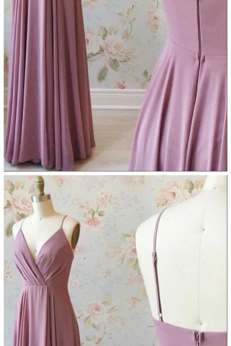 Chiffon Long Prom Dress, Pink Evening Dress