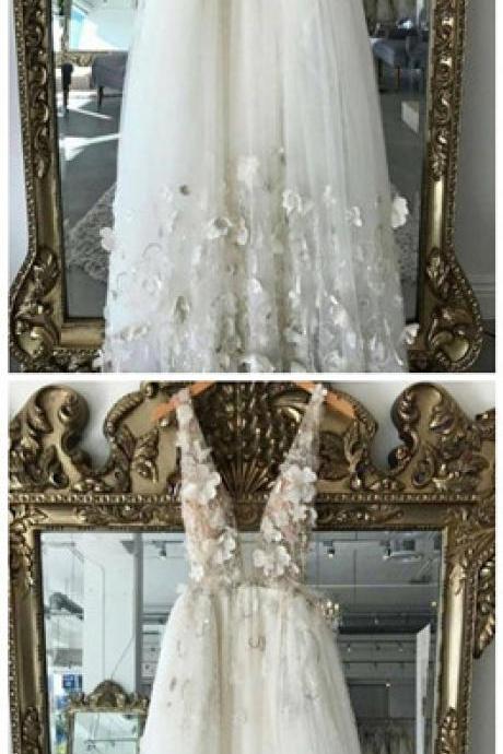 Evening Dresses, Straps Wedding Dresses Simple Boho Bridal Gowns