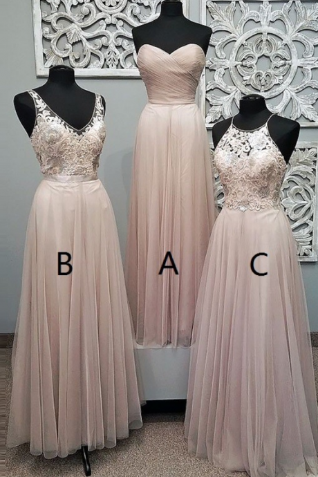 Sweetheart Floor-length Pearl Pink Tulle Prom Dress,