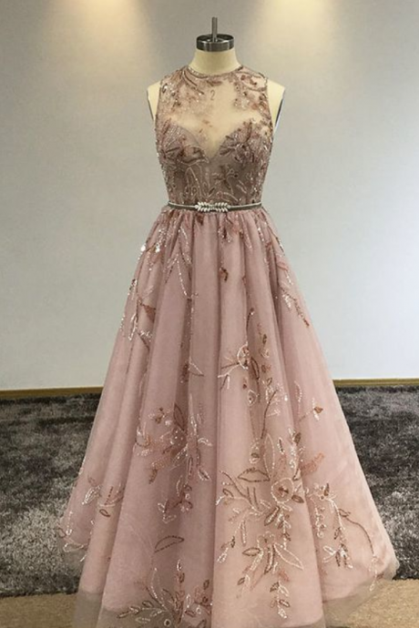 A Line Illusion Prom Dress,crystal Evening Dress