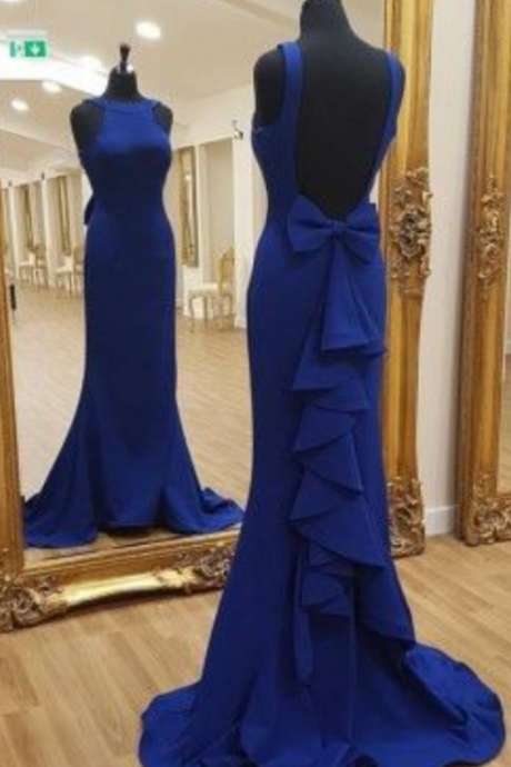 Elegant Backless Mermaid Jersey Ruffles Prom Dress, Popular Prom Dresses,evening Dress Prom Dress Custom Made
