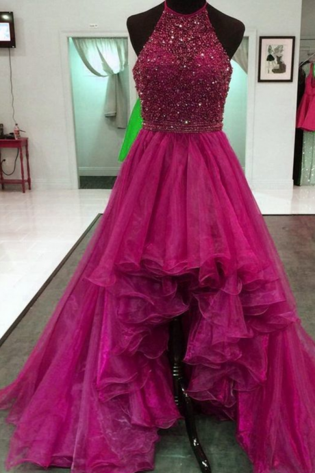 Prom Dresses Beaded Tulle Puffy Tired Skirt Long Prom Party Dress Evening Gowns