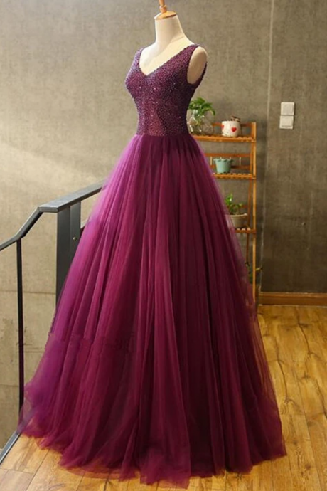 Gorgeous Beaded V-neckline Party Gown, Sweet 16 Dresses
