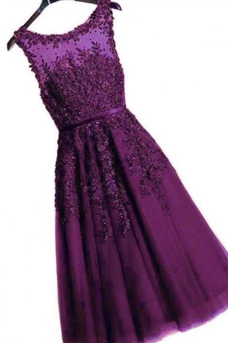 Beautiful Length Lace Applique Party Dress, Tulle With Lace Prom Dress