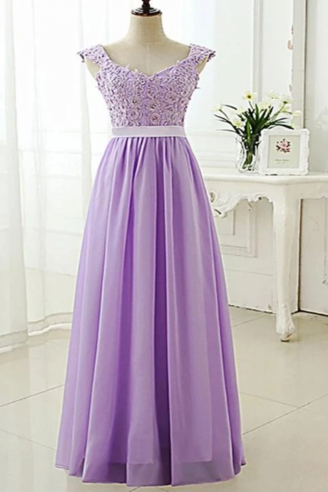Chiffon V Neck Long Prom Dress, Long Bridesmaid Dress