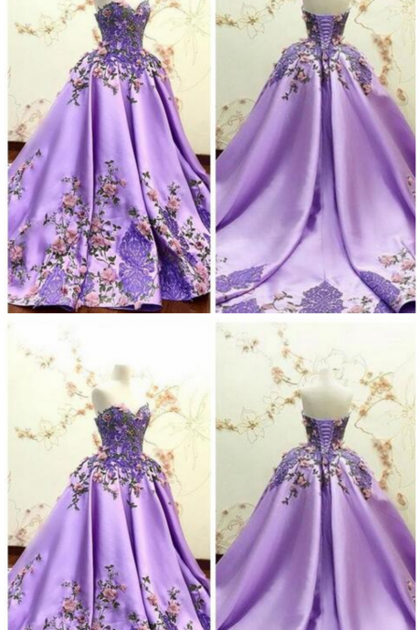 Beautiful Sweetheart 3D Flowers Adorned Prom Dresses Embroidery Satin Lace Appliques Bandage Formal Special Occasion Evening Party Gowns