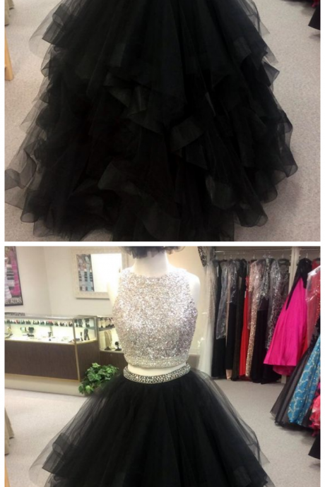 Prom Dress,ball Gowns Prom Dress,sequin Beaded Prom Gowns,two Piece Prom Dresses,ball Gowns Prom Dresses