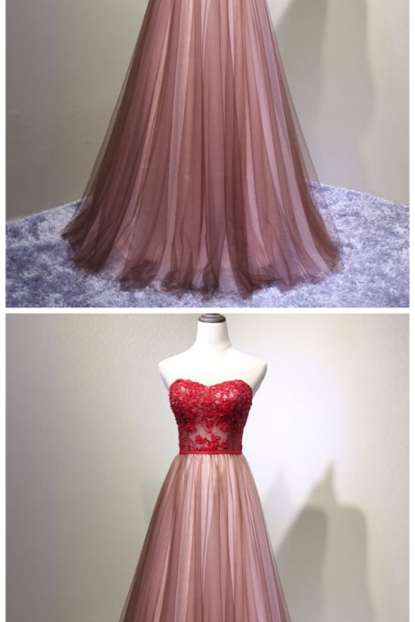 Sweetheart Tulle Prom Dress 2019, Charming Handmade Party Gown, Prom Dress 2019