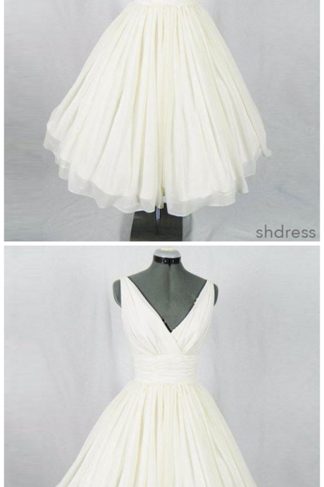 V Neck Chiffon Short Prom Dress, Homecoming Dress