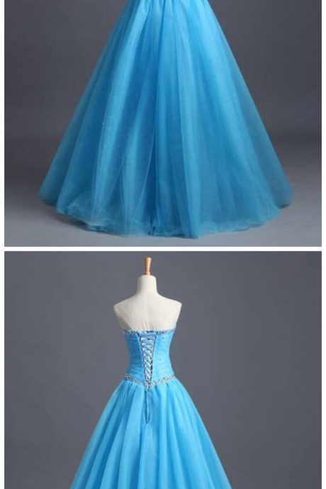 Charming Prom Dress,ball Gown Tulle Prom Dresses, Beading Evening Dress, Backless Prom Dresses