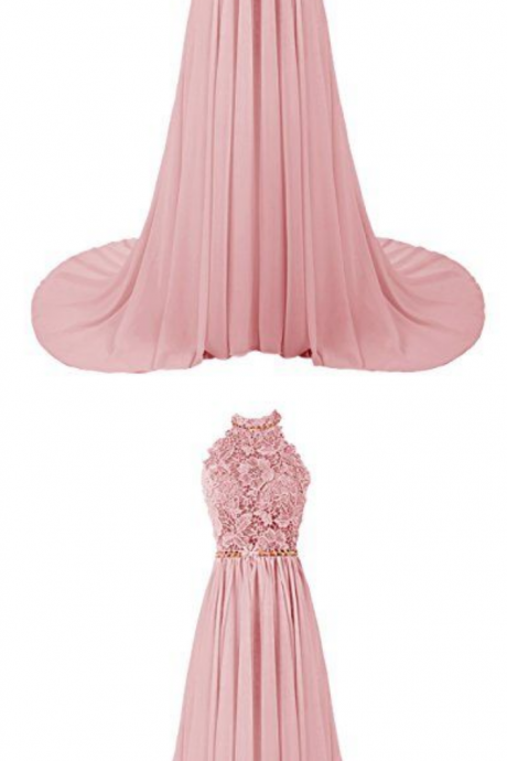 Long Prom Dress,chiffon Prom Dresses With Lace,evening Dresses